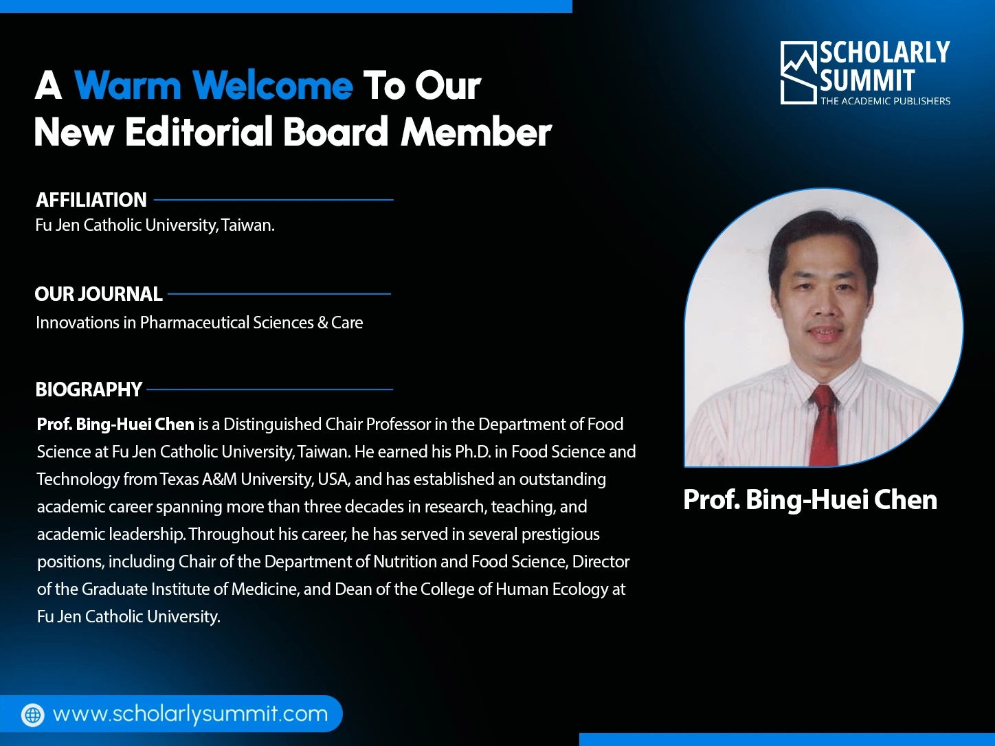 A Warm Welcome To Our New Editorial Board Member